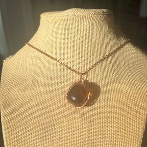 Champagne statement obsidian pendant necklace